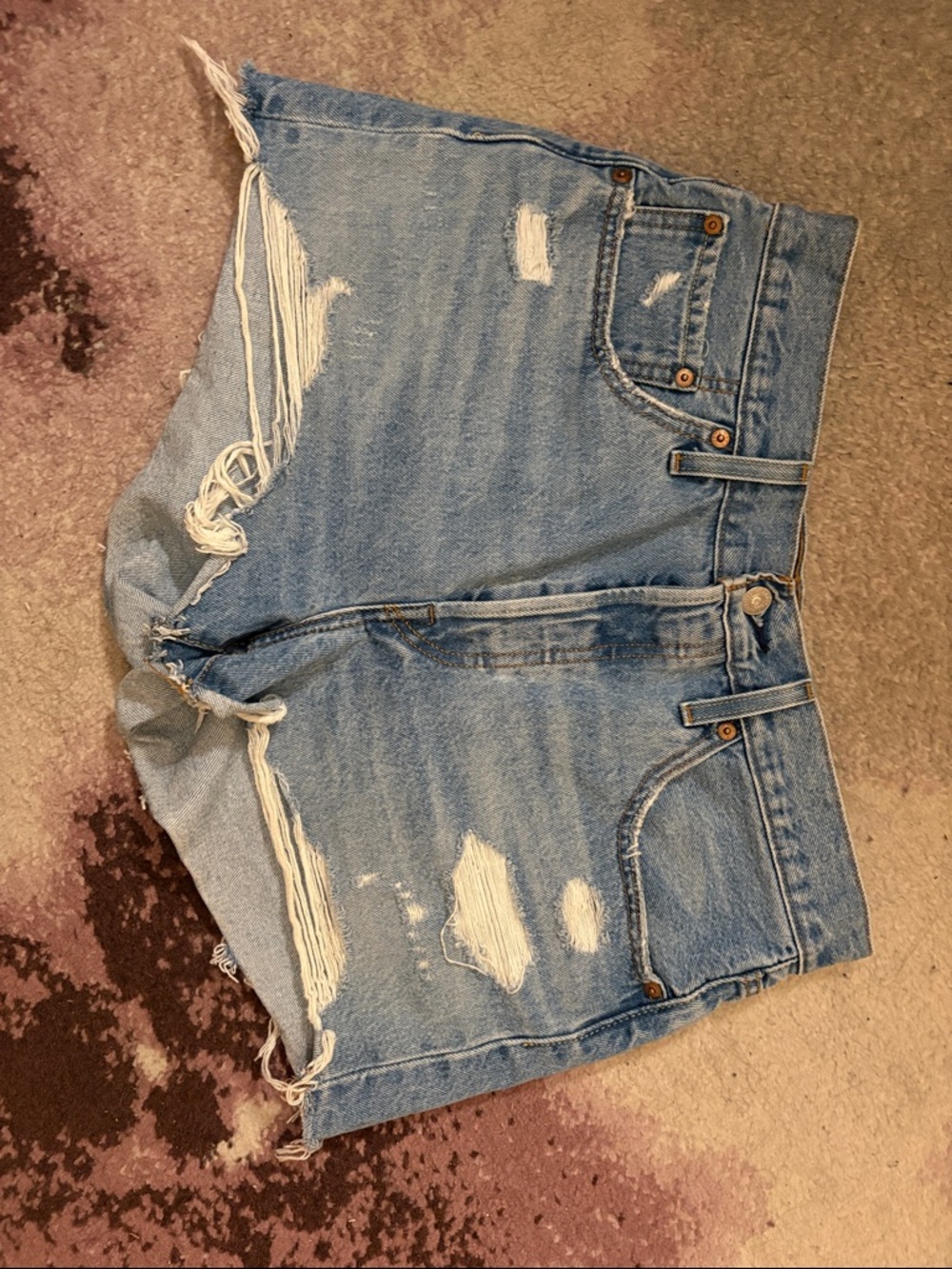 Levi’s Women’s 501 Distressed Light Blue Denim High Rise